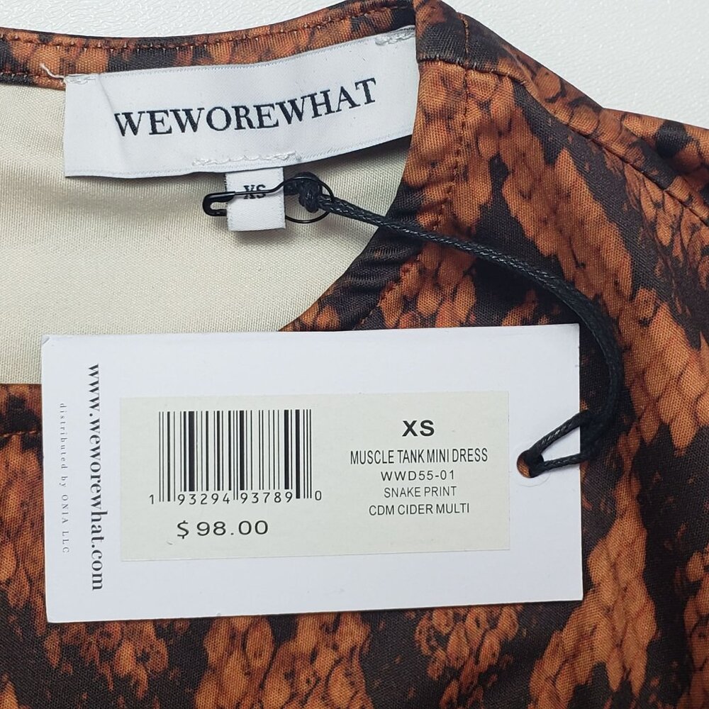 WeWoreWhat Muscle Tank Mini Dress Snake Print XS Cider A-Line Fitted Crewneck - Picture 2 of 16